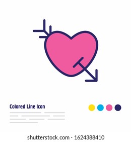 Vector illustration of love icon colored line. Beautiful amour element also can be used as heart icon element.