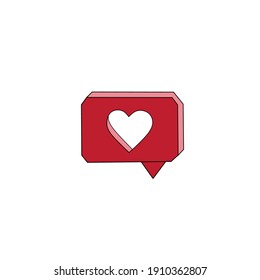 Vector illustration of love icon on chat symbol