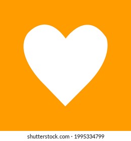 vector illustration of the love icon which is white on an orange background which is commonly used for graphic design