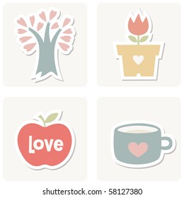 Vector illustration of Love icons . Ideal for Valentine Cards decoration