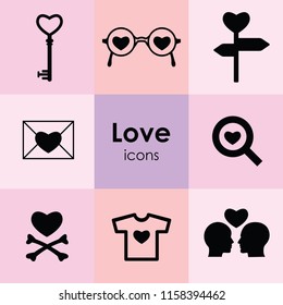 vector illustration of love icons set with hearts for romantic emblems and symbols