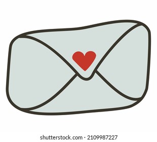 Vector illustration of a love letter. Envelope with a romantic letter.