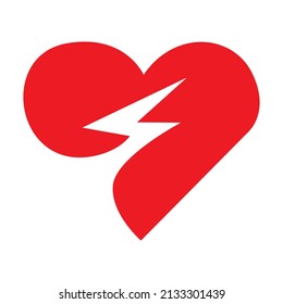 Vector illustration of love and lightning icon