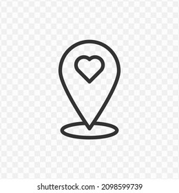 vector illustration of love location icon in dark color and transparent background(png).