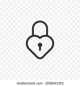 Vector illustration of love lock icon in dark color and transparent background(png).