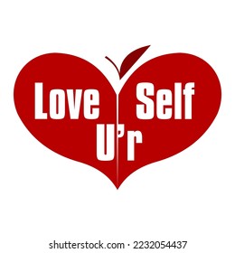 vector illustration of a love logo with the words love yourself