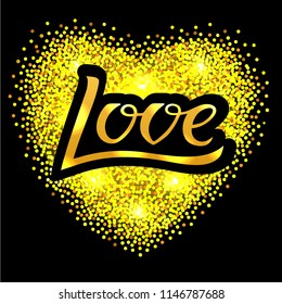 Vector illustration of love for logotype, flyer, banner, invitaion or greeting card, postcard, badge. Love typography poster. Love quotation on textured background.