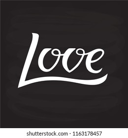 Vector illustration of love for logotype, flyer, banner, invitaion or greeting card, postcard, badge. Love typography poster. Handwritten modern lettering. Love quotation on textured background.
