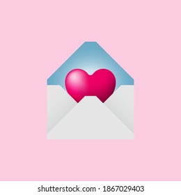 vector illustration of love mail with heart shape symbol