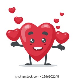vector illustration of love mascot, bring heart symbol on white background