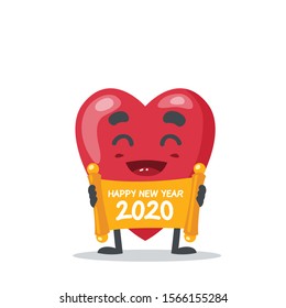 vector illustration of love mascot, celebration of new year on white background