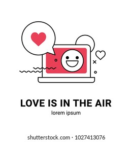 Vector illustration with love message. Online dating concept