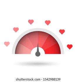 vector illustration of love meter red heart concept