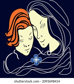  vector illustration of love mother and baby