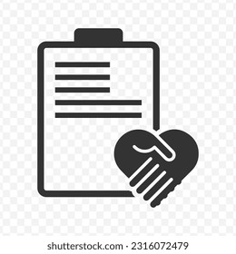Vector illustration of love note icon in dark color and transparent background(PNG).
