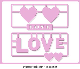 Vector illustration of Love parts and Hearts parts.