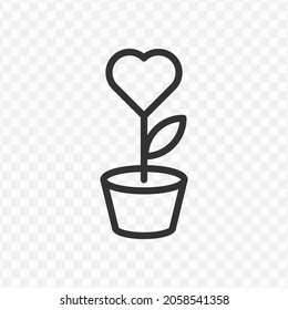 Vector illustration of love plant icon in dark color and transparent background(png).