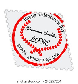 Vector Illustration of Love Postage Emblem Stamp Element Design, Website, Background, Letter, Banner. Label Logo Valentine Day Template for Lovers Romantic Send