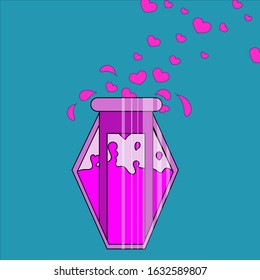 vector illustration of love potion with heart bubbles. vector illustration of cards, stickers, cartoons, banners and symbols. Vector Art of Valentines Day