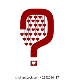 vector illustration of love question mark logo