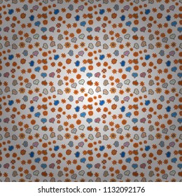 Vector illustration. Love repeated backdrop for girl, textile, clothes. Wrapping paper. Seamless love pattern. Sketch heart elements on white, orange and blue colors. Valentine':s day.