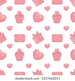 Vector illustration of love seamless pattern. Isolated on white background