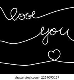 Ilustración vectorial. El amor es un patrón sin fisuras. Inscripciones lineales sobre el amor. Título: Te amo. Diseño para una boda o el Día de San Valentín, decoración textil, papel envolvente, tarjetas, invitaciones.
