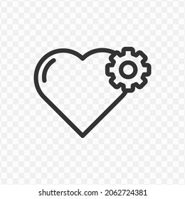 Vector illustration of love settings icon in dark color and transparent background(png).