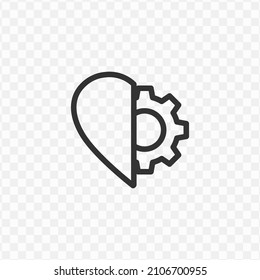 Vector illustration of love settings icon in dark color and transparent background(png).