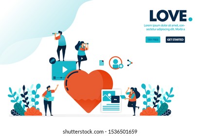 Vector illustration love sign. People like and love content. Creative social media video and image content with lots of love. Designed for landing page, web, banner, mobile, template, flyer, poster