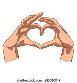 Vector illustration. Love symbol made by hands.