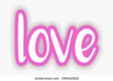 A la ilustración vectorial le encanta el texto. Textura de semitono. ilustración 3D