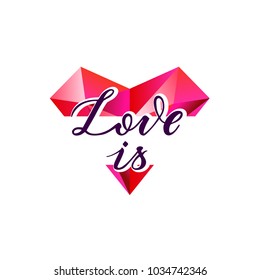 Vector illustration with the love text and heart.