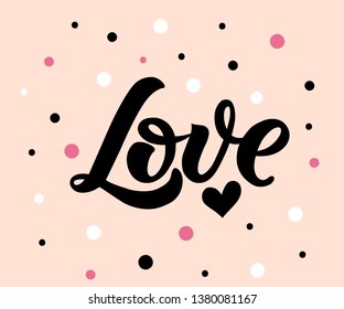 Vector illustration of love text for postcards, stickers for any type of artworks, template, banner and poster. Hand drawn calligraphy, lettering, typography for valentine's day.