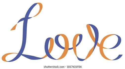 Ilustración vectorial de texto de amor en estilo de cinta para logotipo, camiseta, pancarta, revista, afiche, decoración, postal. Amar el fondo de la caligrafía. Me encanta escribir. EPS 10. 