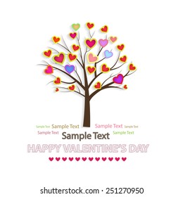 Vector illustration of a love tree. Creative background for Valentine's Day.