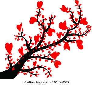 Vector illustration of a love tree having heart