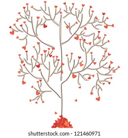 Vector illustration of a love tree with hearts as leaves