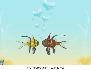 Vector illustration of love under the sea