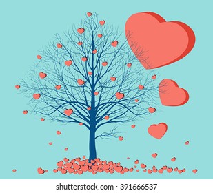 Vector illustration of a love, wedding, gentle background. Free space for inscriptions. The coils are decorated with hearts. Decorating wedding banners, greeting cards, invitations, in a modern style.