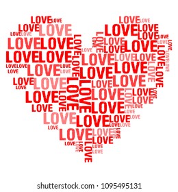 Vector illustration of love white word cloud