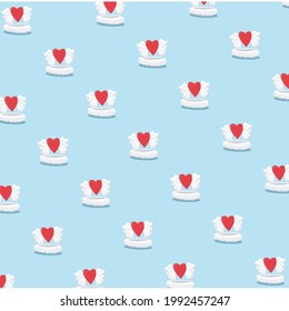 Vector Illustration Of Love with Wing on Clouds and Blue Colors Background.