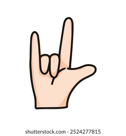 ilustração vetorial do gesto love you hand, gesto rock metal, isolado no fundo branco