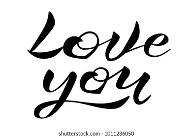 vector illustration of love you text for postcard.