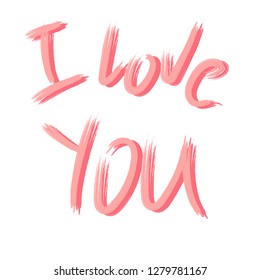 Vector illustration of I love you text. Good for card, poster, banner, invitation, postcard, icon. Calligraphy background. Hand lettering typography poster. EPS 10