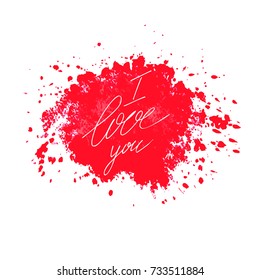 Vector illustration of I love you text for greeting card, poster.  Design for Valentine's day.  Calligraphy postcard, poster graphic design typography element. Hand written I love you sign. EPS 10