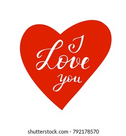 Vector illustration of I love you text with red heart. Perfect for holiday flat design. Love background heart shape for valentine day. EPS 10