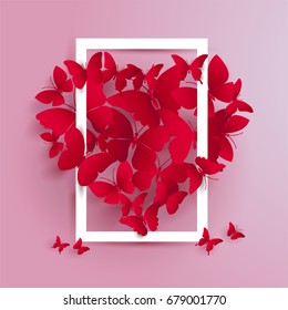 vector illustration of love.frame and love. paper art style