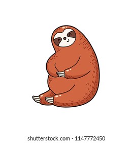 Vector illustration. Lovely cartoon sloth. Logo Icon