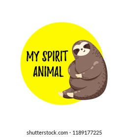 Vector illustration. Lovely cartoon sloth